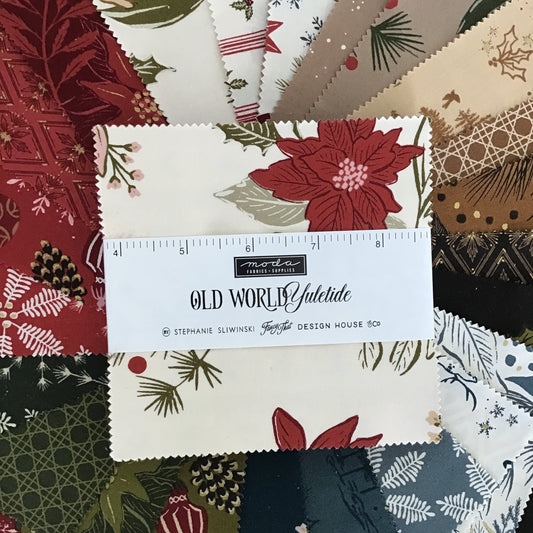 Old World Yuletide Charm Pack, Metallic Prints by Moda Fabrics