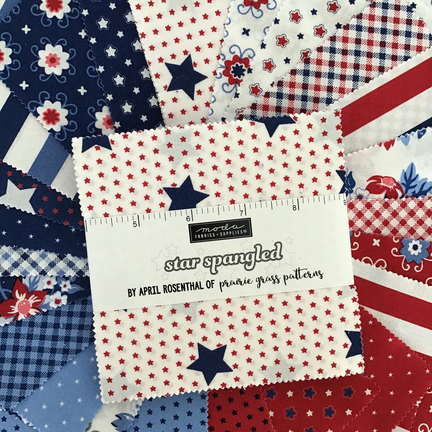 Star Spangled Charm Pack by April Rosenthal of Prairie Grass Patterns for Moda Fabrics