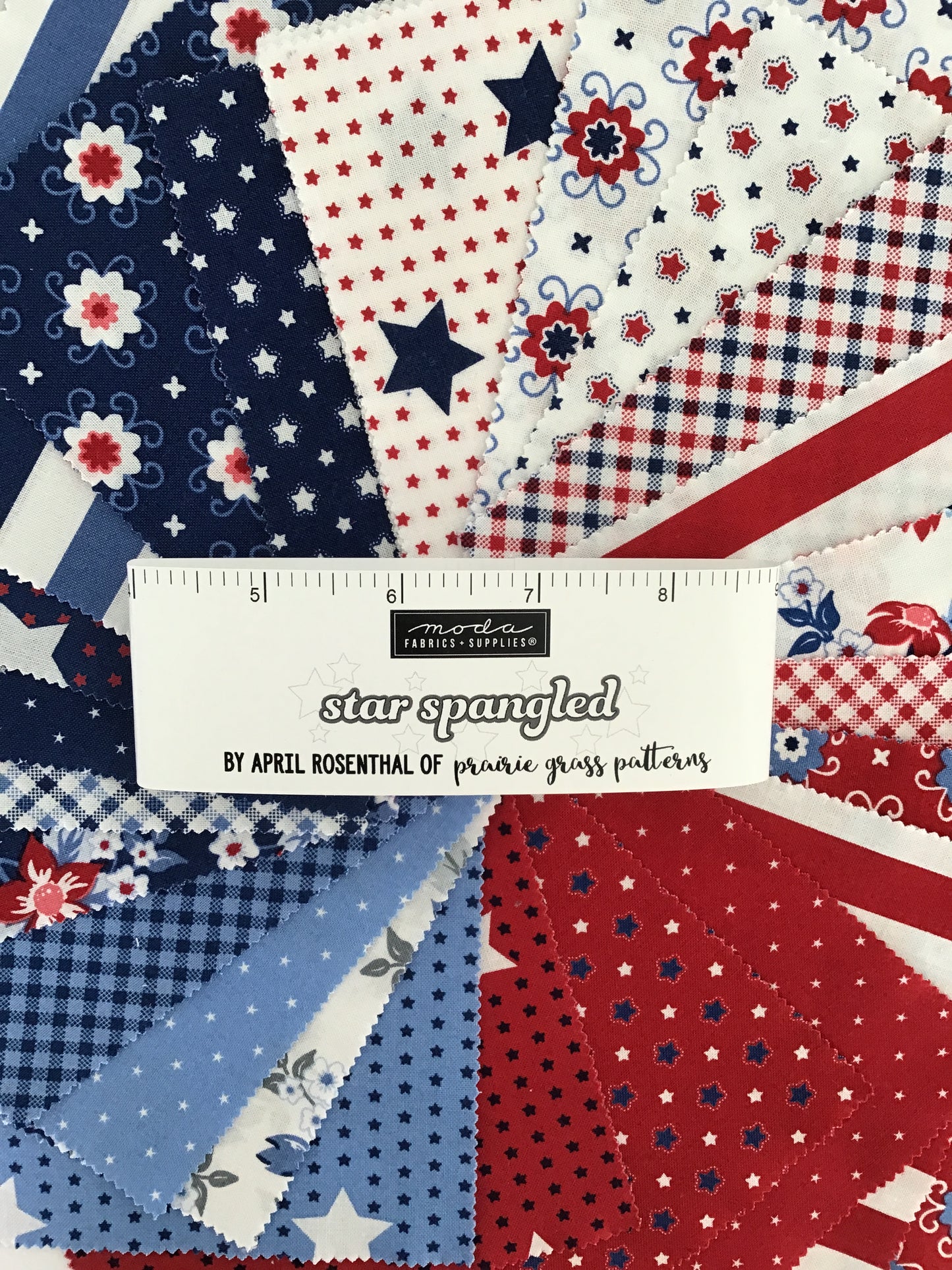 Star Spangled Charm Pack by April Rosenthal of Prairie Grass Patterns for Moda Fabrics