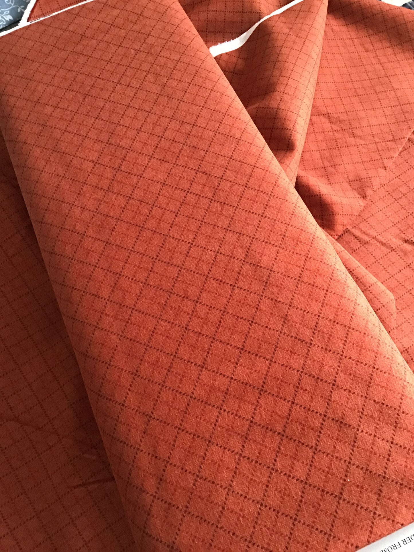 Prairie Gatherings Flannel by Primitive Gatherings for Moda, Rust Diagonal Grid sold by the Yard, Cut in One Continuous Piece 49315 21F