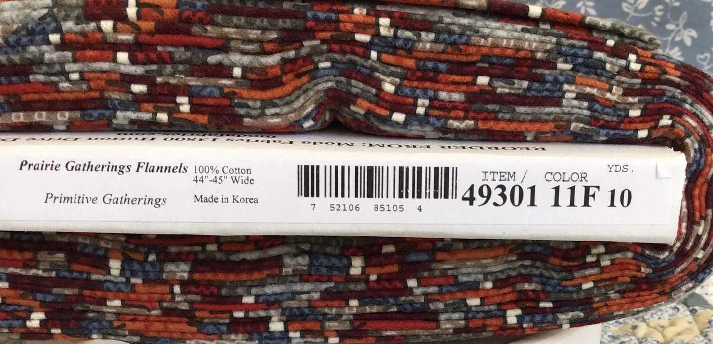 Prairie Gatherings Flannel by Primitive Gatherings for Moda, Porcelain Penny Blocks Yardage 49301 11F