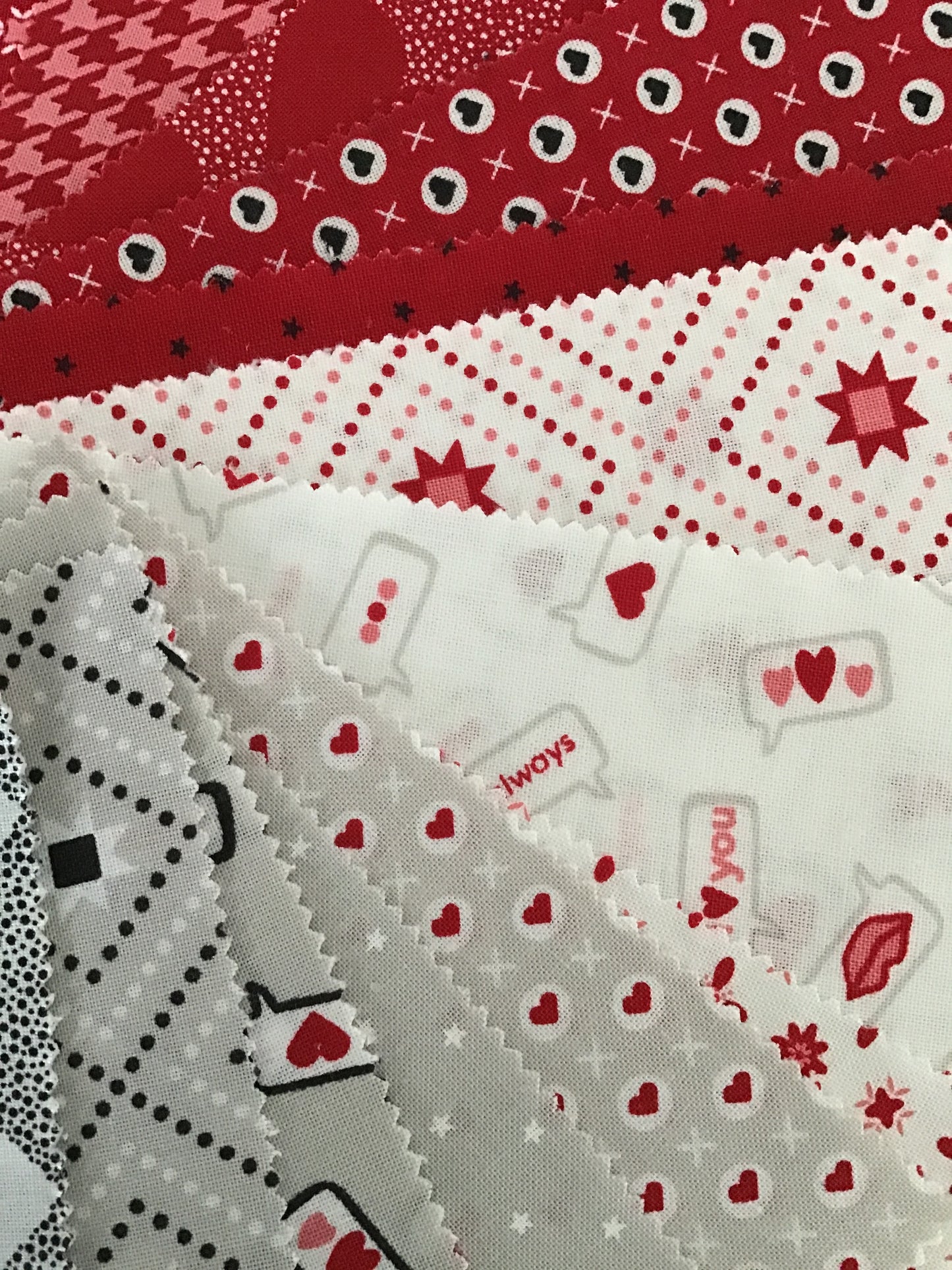 XOXO Charm Pack by April Rosenthal of Prairie Grass Patterns for Moda Fabrics, Valentine-Inspired Charm Pack