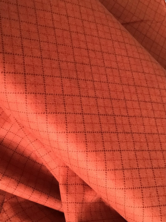 Prairie Gatherings Flannel by Primitive Gatherings for Moda, Rust Diagonal Grid sold by the Yard, Cut in One Continuous Piece 49315 21F