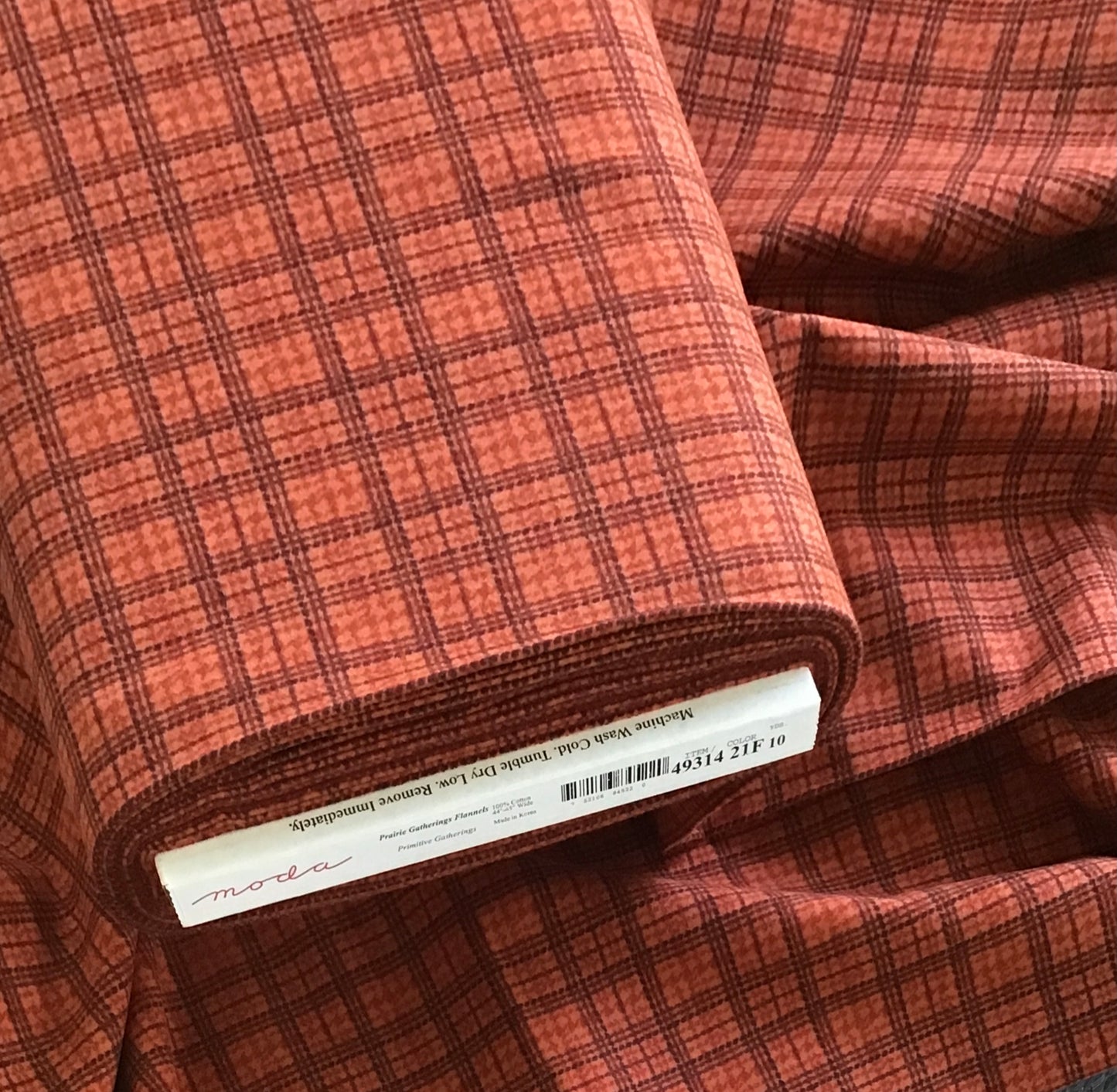 Prairie Gatherings Flannel by Primitive Gatherings for Moda, Rust Mini Plaid sold by the Yard, Cut in One Continuous Piece, 49314 21F