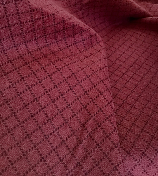Prairie Gatherings Flannel by Primitive Gatherings for Moda, Merlot Stitched Grid sold by the Yard, Cut in One Continuous Piece, 49315 22F