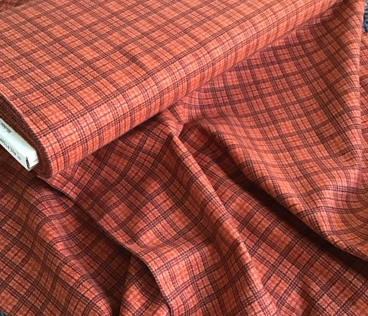 Prairie Gatherings Flannel by Primitive Gatherings for Moda, Rust Mini Plaid sold by the Yard, Cut in One Continuous Piece, 49314 21F