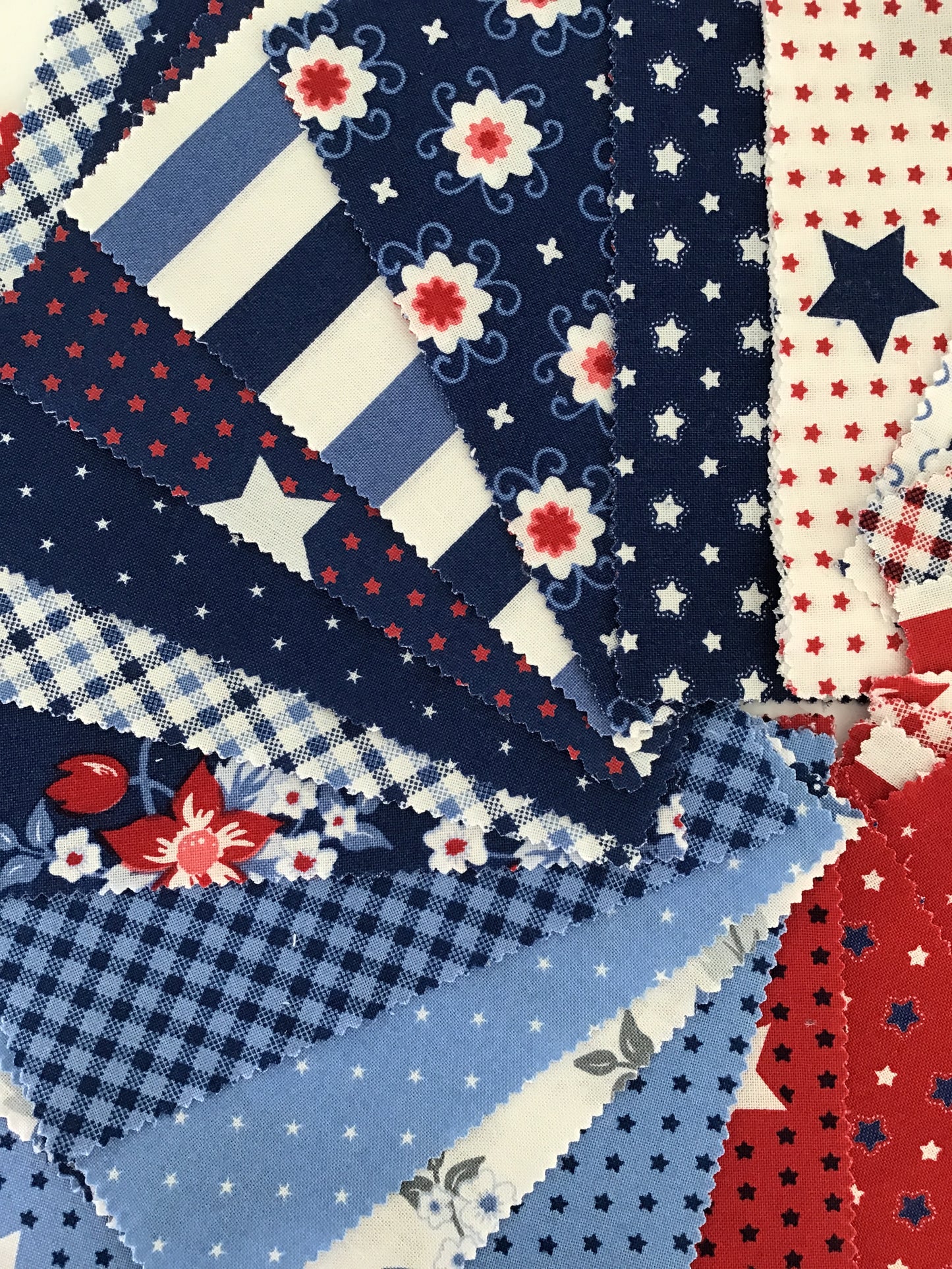 Star Spangled Charm Pack by April Rosenthal of Prairie Grass Patterns for Moda Fabrics