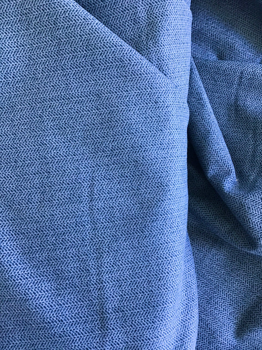 Prairie Gatherings Flannel by Primitive Gatherings for Moda, Indigo Herringbone Stripe sold by the Yard, Cut in One Continuous Cut 49318 16F