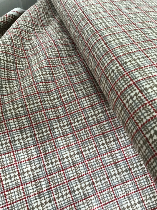 Prairie Gatherings Flannel by Primitive Gatherings for Moda, Porcelain & Red, sold by the Yard, Cut in One Continuous Cut, 49314 11F