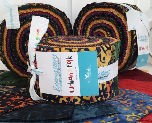 Urban Folk, Folk Dance Rolie Polie (Jelly Roll) by Riley Blake Designs, Expressions Batiks