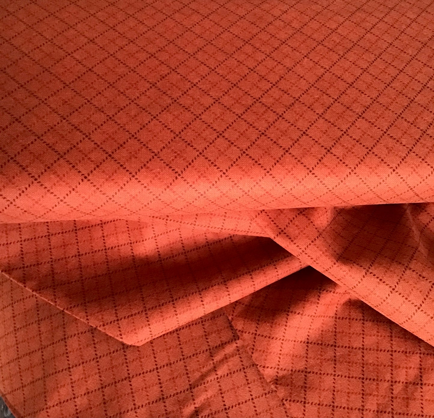 Prairie Gatherings Flannel by Primitive Gatherings for Moda, Rust Diagonal Grid sold by the Yard, Cut in One Continuous Piece 49315 21F