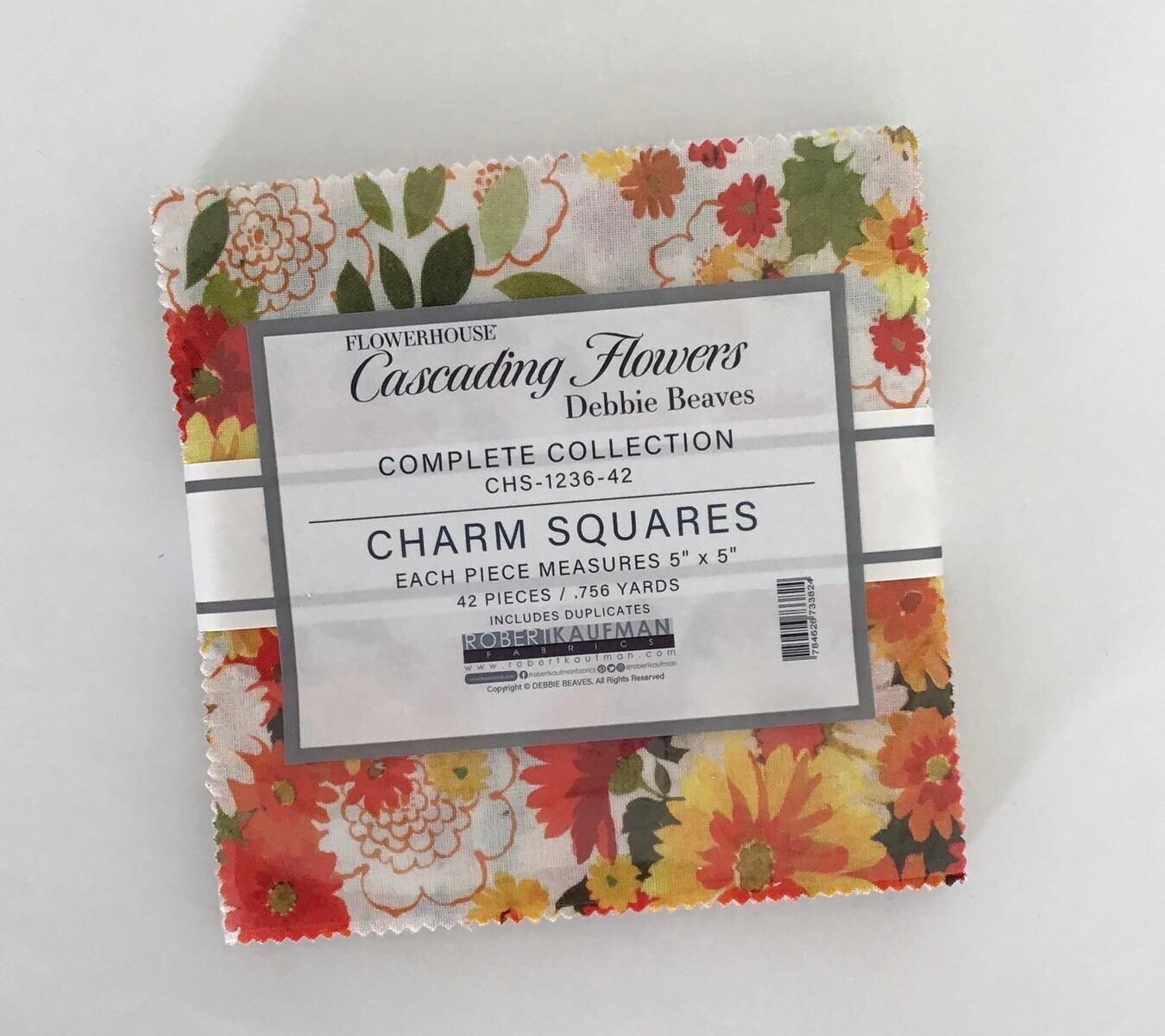 Flowerhouse Cascading Flowers Charm Square by Debbie Beaves for Robert Kaufman