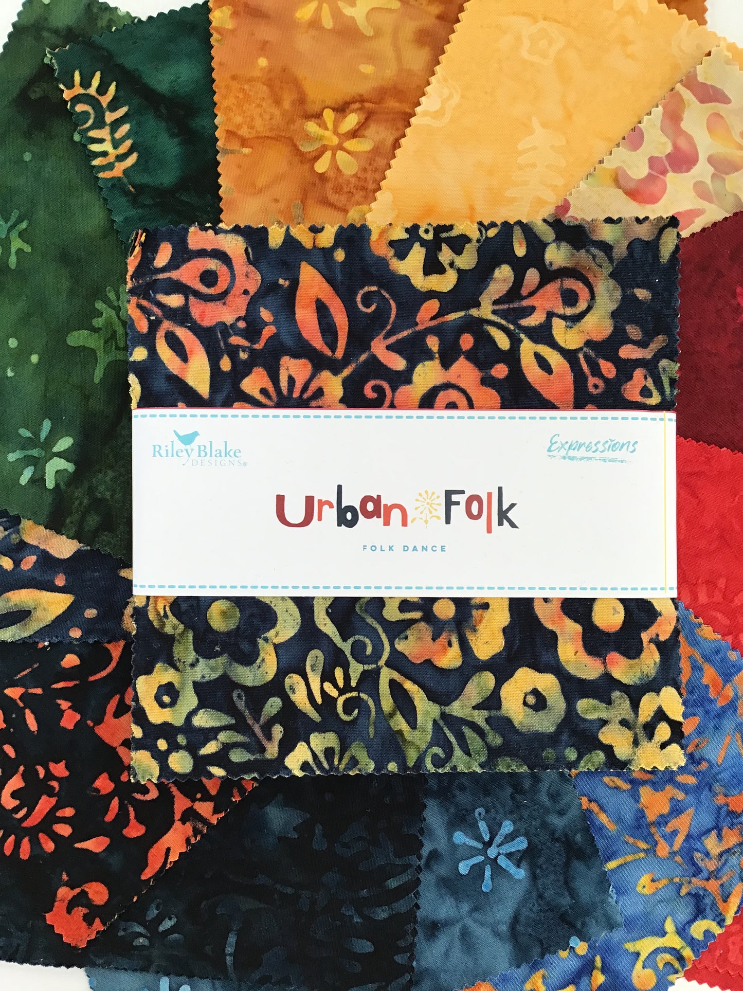 Urban Folk, Folk Dance 5" Stacker (charm pack) by Riley Blake Designs, Expressions Batiks