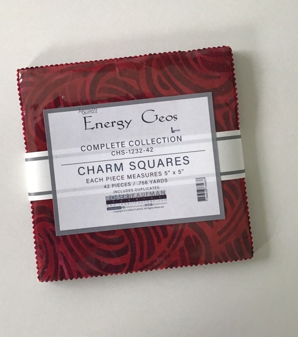 Artisan Batiks: Energy Geos Charm Squares by Lunn Studios for Robert Kaufman