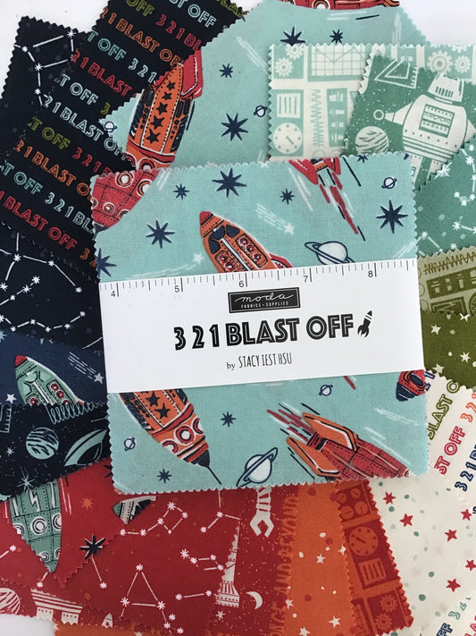 3 2 1 Blast Off Charm Pack by Stacy Iest Hsu for Moda Fabrics