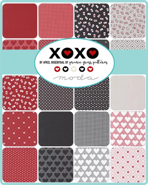 XOXO Charm Pack by April Rosenthal of Prairie Grass Patterns for Moda Fabrics, Valentine-Inspired Charm Pack