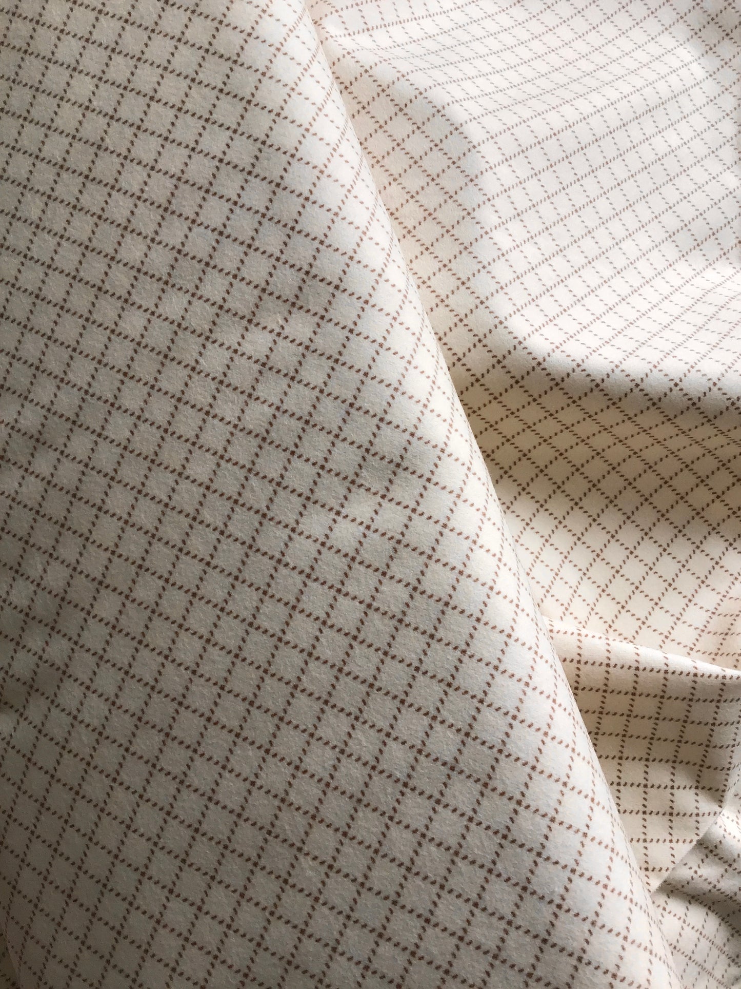 Prairie Gatherings Flannel by Primitive Gatherings for Moda, Porcelain Cream-Toned Grid sold by the Yard, Cut in One Continuous Piece 49315 11F