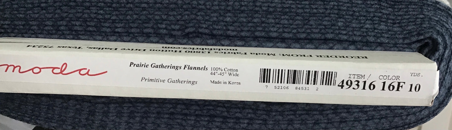 Prairie Gatherings Flannel by Primitive Gatherings for Moda Fabrics, Indigo Wire Mesh, Yardage Sold by the Yard, 49316 16F