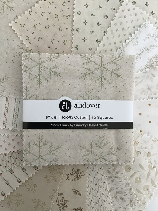 Snow Flurry Charm Pack by Laundry Basket Quilts for Andover Fabrics