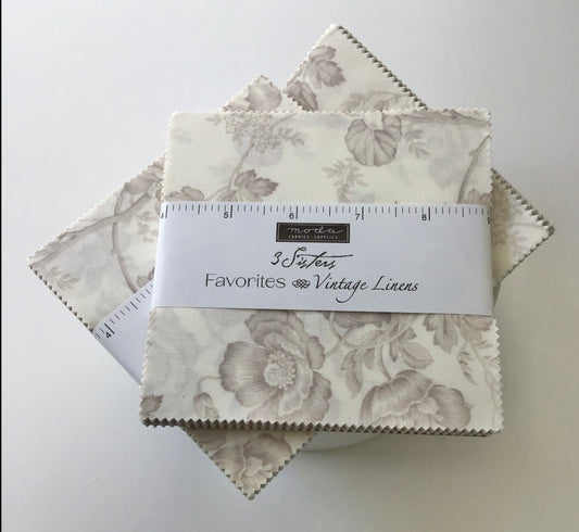 3 Sisters Favorites Vintage Linens Charm Pack for Moda Fabrics