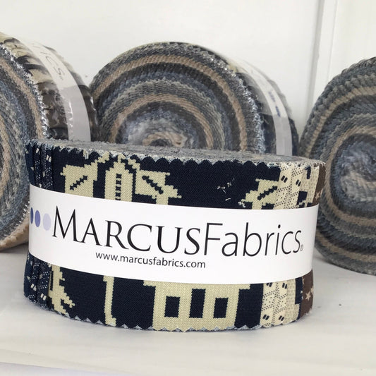 Indigo Schoolhouse Jelly Roll by Paula Barnes for Marcus Fabrics