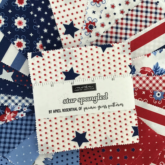 Star Spangled Charm Pack by April Rosenthal of Prairie Grass Patterns for Moda Fabrics