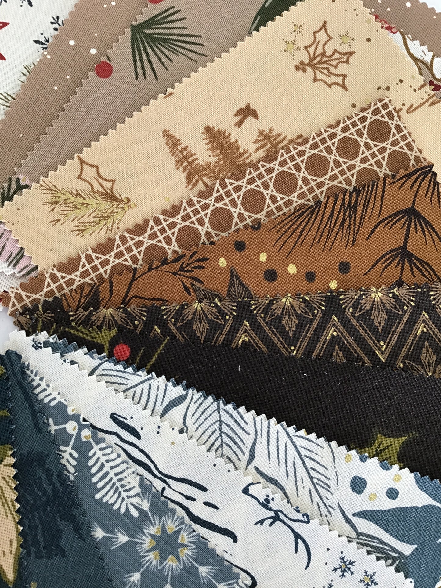 Old World Yuletide Charm Pack, Metallic Prints by Moda Fabrics