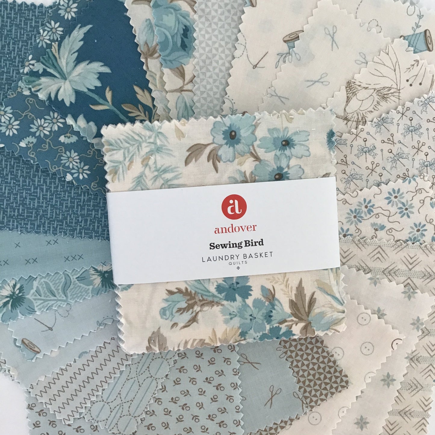 Sewing Bird Charm Pack by Laundry Basket Quilts for Andover