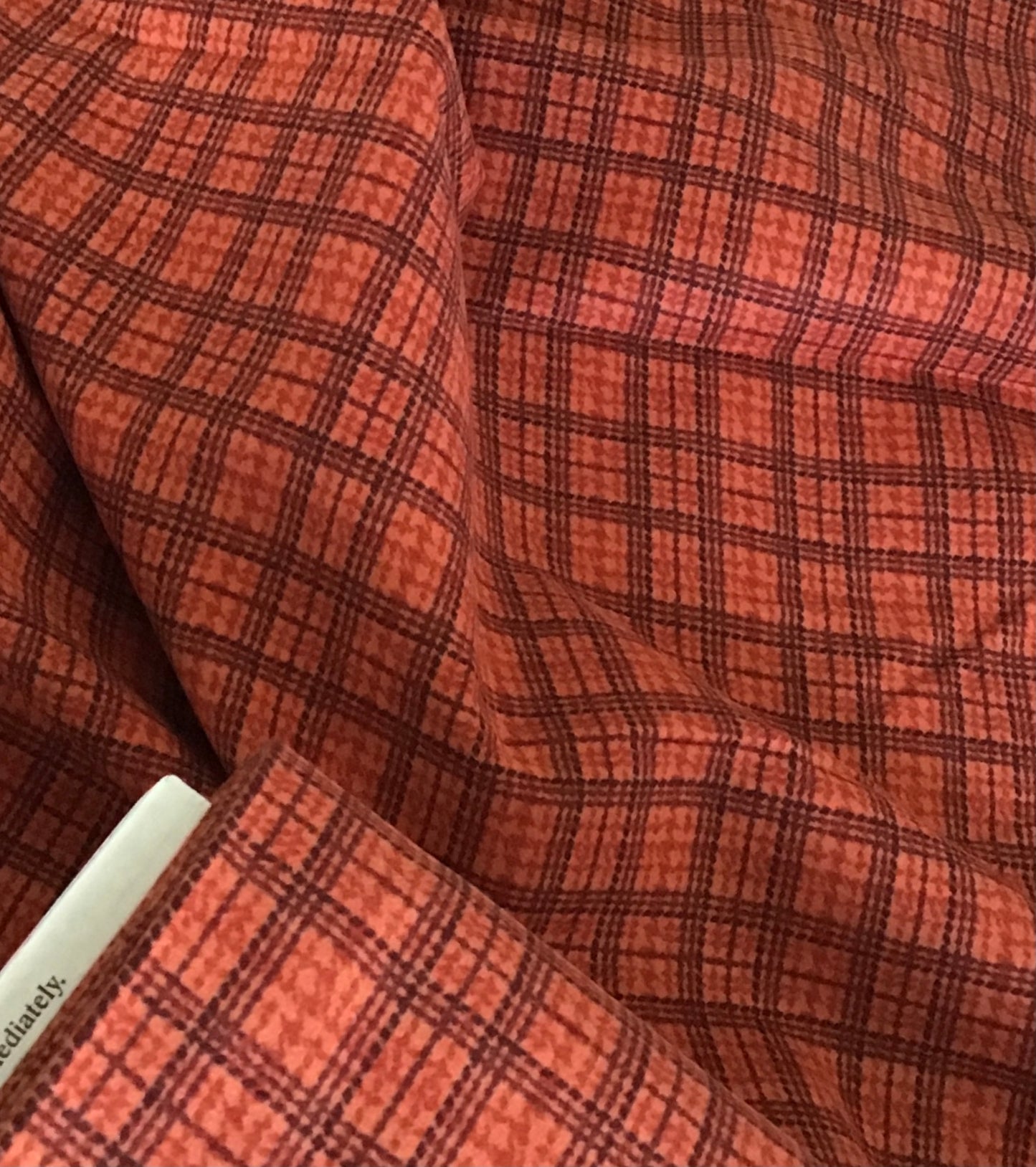 Prairie Gatherings Flannel by Primitive Gatherings for Moda, Rust Mini Plaid sold by the Yard, Cut in One Continuous Piece, 49314 21F