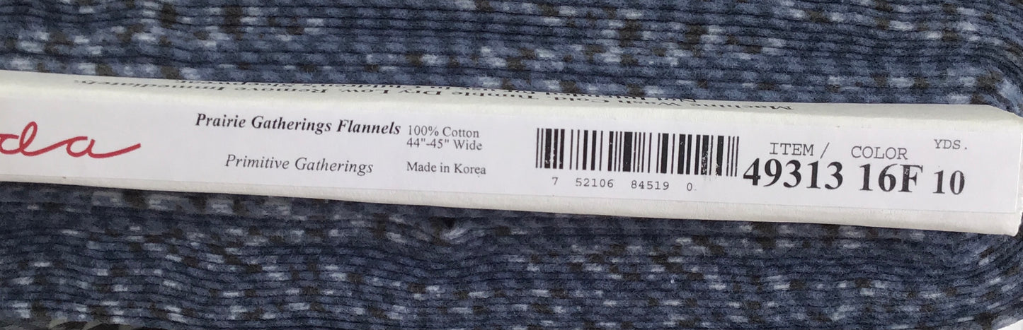 Prairie Gatherings Flannel by Primitive Gatherings for Moda Fabrics, Dark Blue, Yardage Sold by the Yard