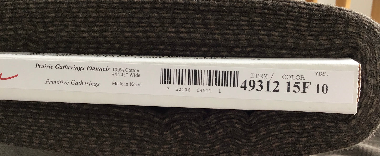 Prairie Gatherings Flannel by Primitive Gatherings for Moda Fabrics, Dark Brown Basket Weave, Yardage Sold by the Yard, 49312 15F