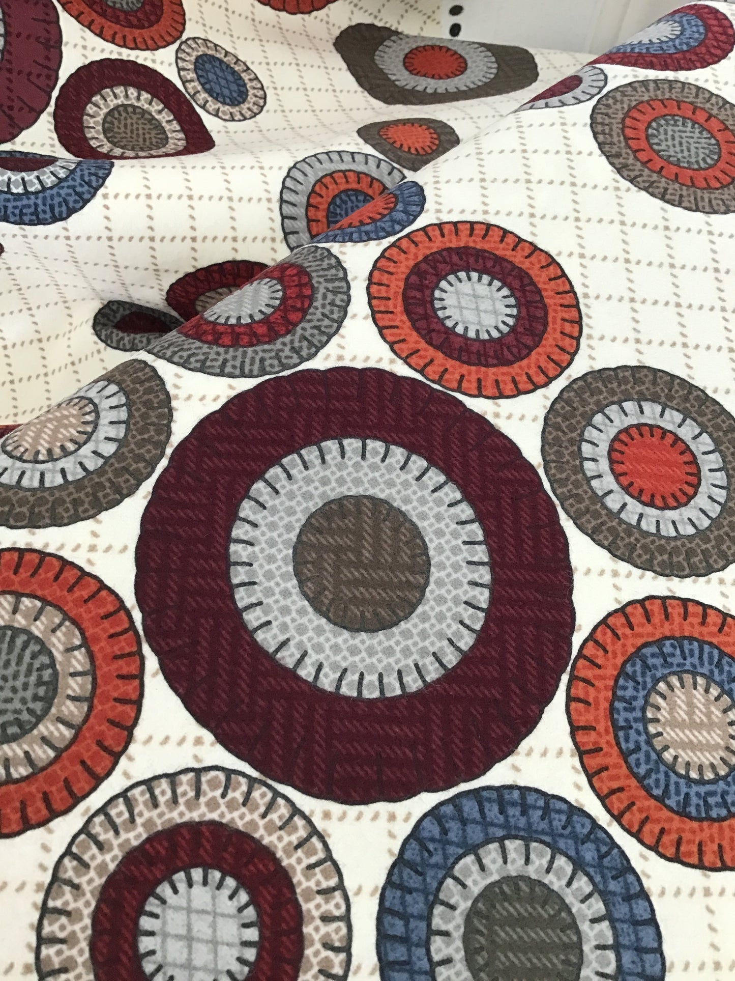 Prairie Gatherings Flannel Panel by Primitive Gatherings, Porcelain Penny Blocks Panel, 24" x 44", Not Yardage