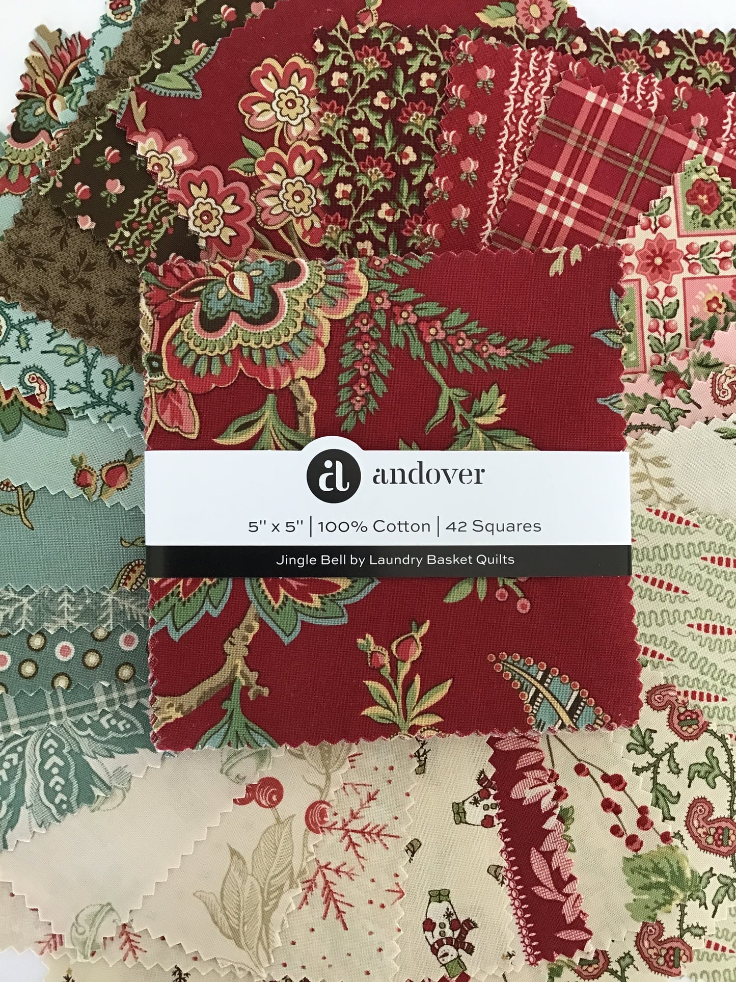 Jingle Bell Charm Pack by Laundry Basket Quilts for Andover Fabrics
