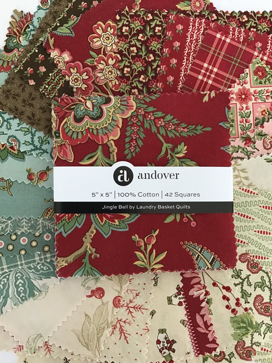 Jingle Bell Charm Pack by Laundry Basket Quilts for Andover Fabrics