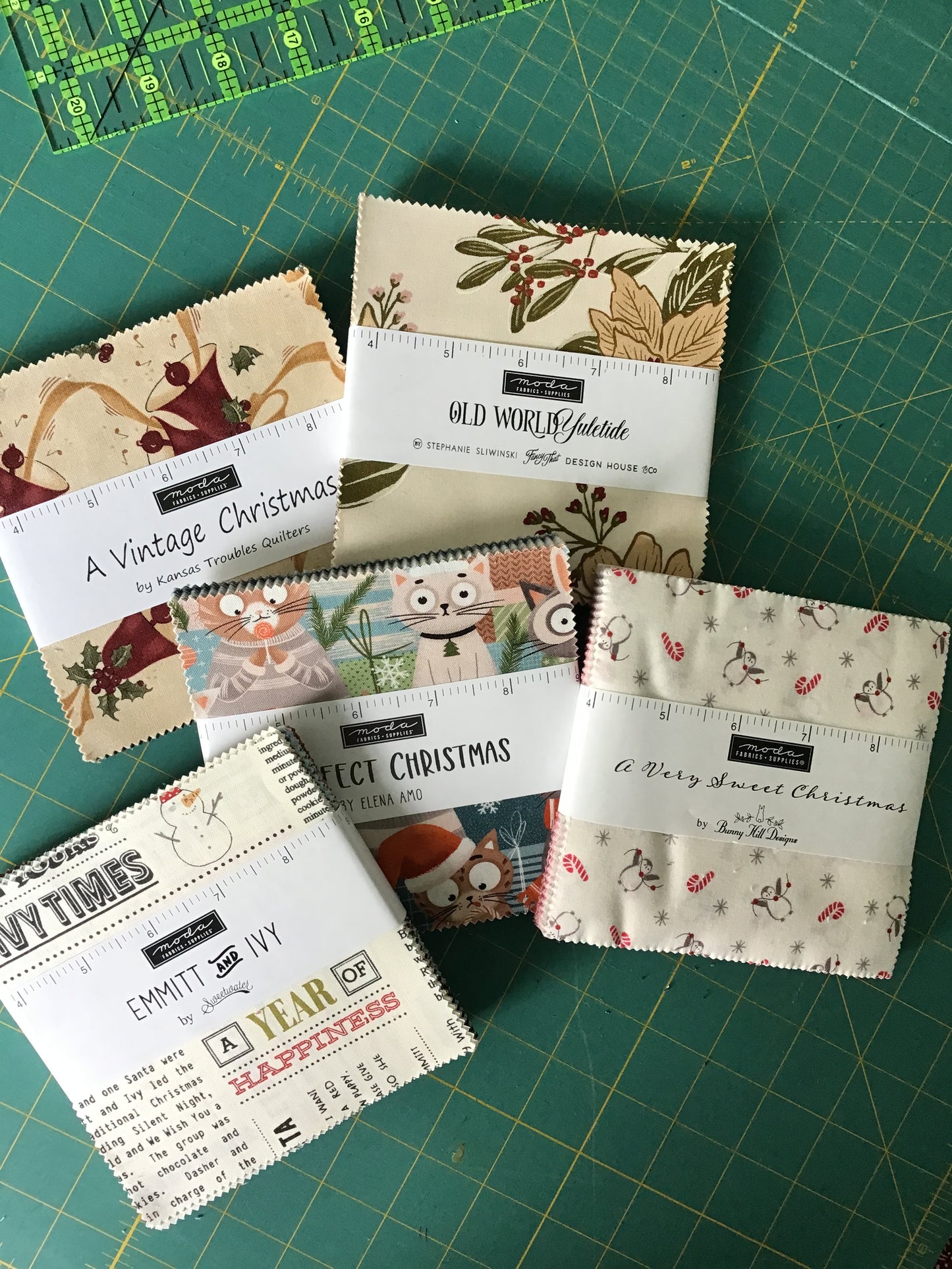 Festive Bundle of (5) Vintage, Whimsical and Cozy Holiday Charm Packs from Moda