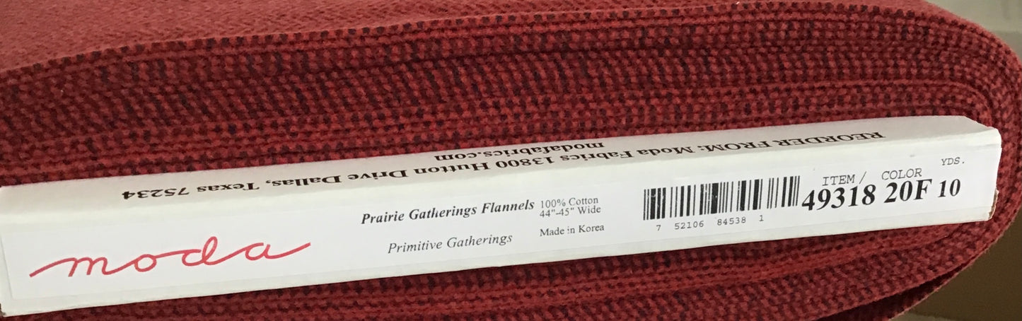 Prairie Gatherings Flannel by Primitive Gatherings for Moda Fabrics, Brick Herringbone, Yardage Sold by the Yard, 49318 20F
