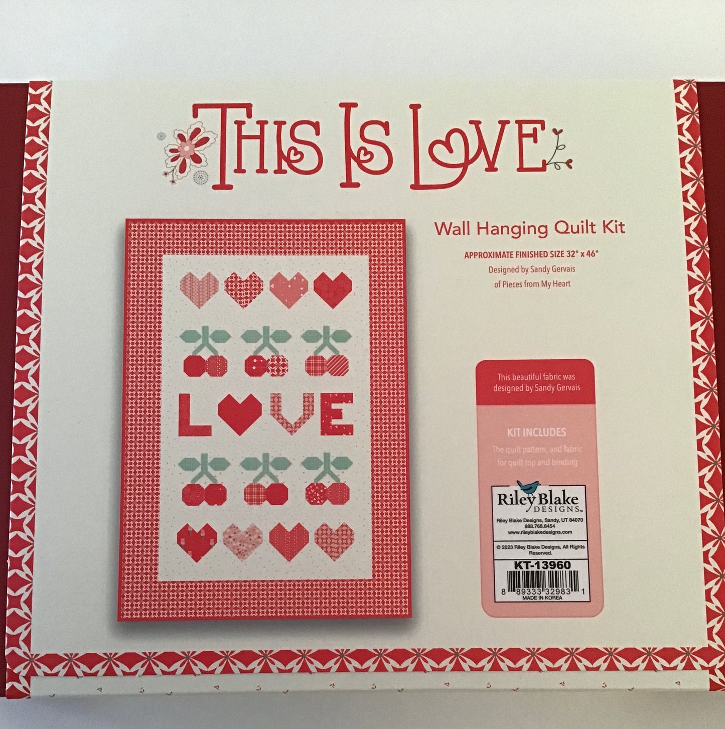 This Is Love Wall Hanging Quilt Kit by Sandy Gervais - Valentine's Day Wall Hanging Quilt Kit