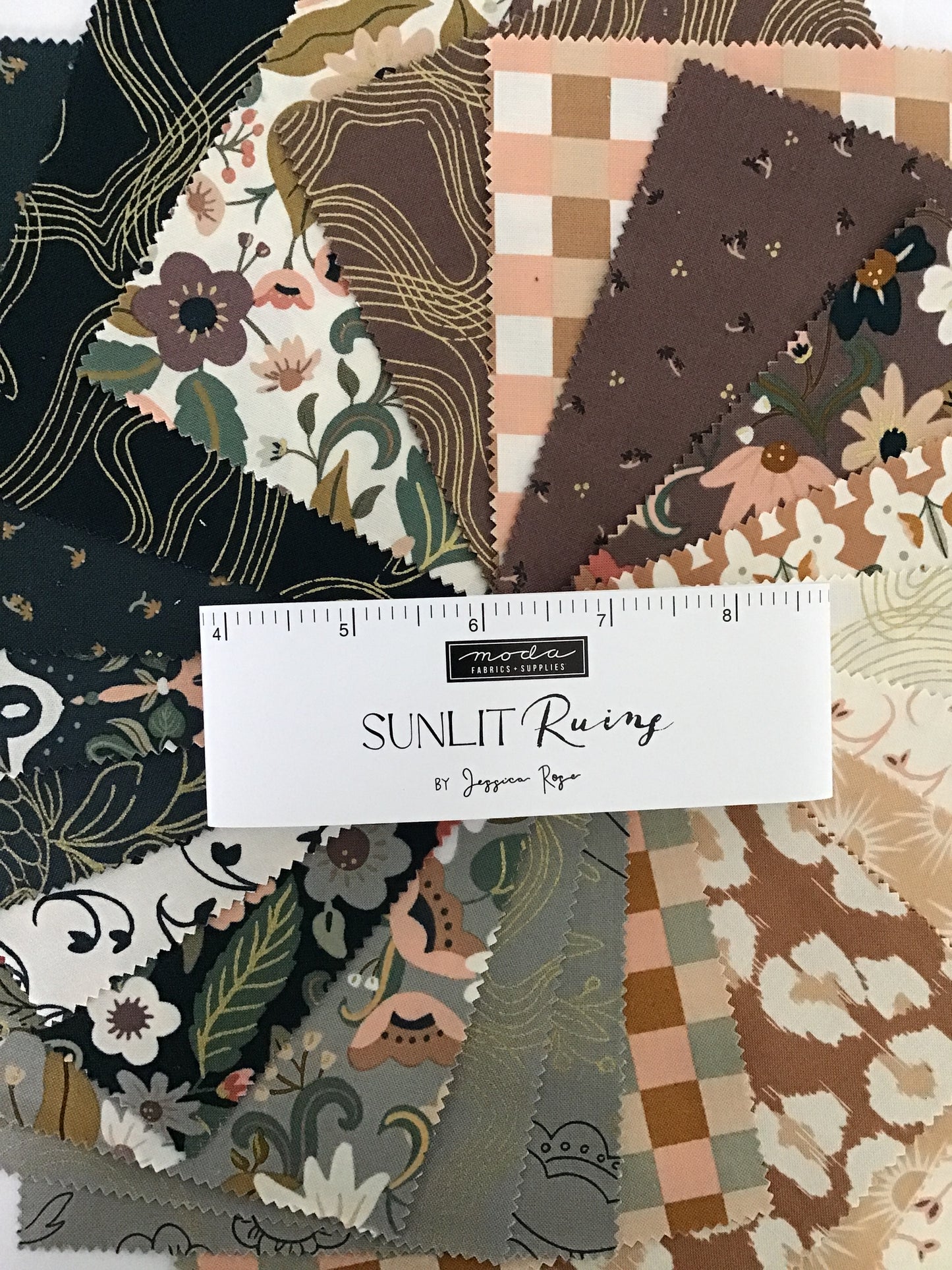 Sunlit Ruins Charm Pack with Metallic Accents by Jessica Rose for Moda Fabrics