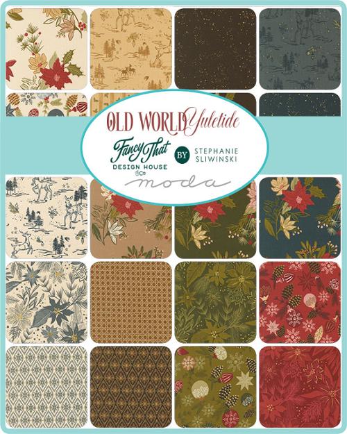 Old World Yuletide Charm Pack, Metallic Prints by Moda Fabrics