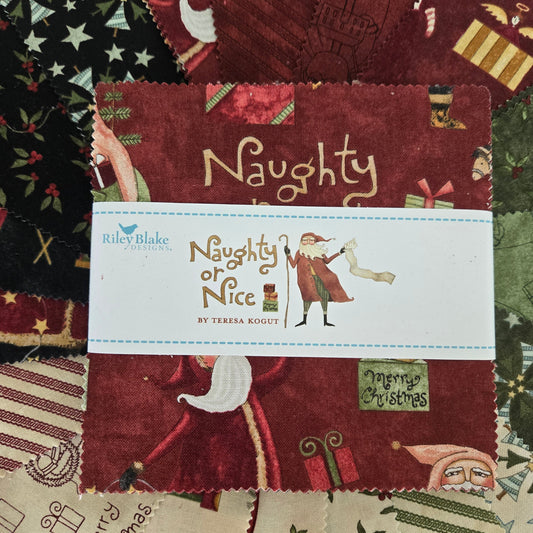Naughty or Nice 5" Stacker (Charm Pack) by Teresa Kogut for Riley Blake Designs